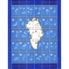 1984 - Grønland - Julemærkeark - 2-sidet takket - Ufoldet - "Grønlandskort ...".